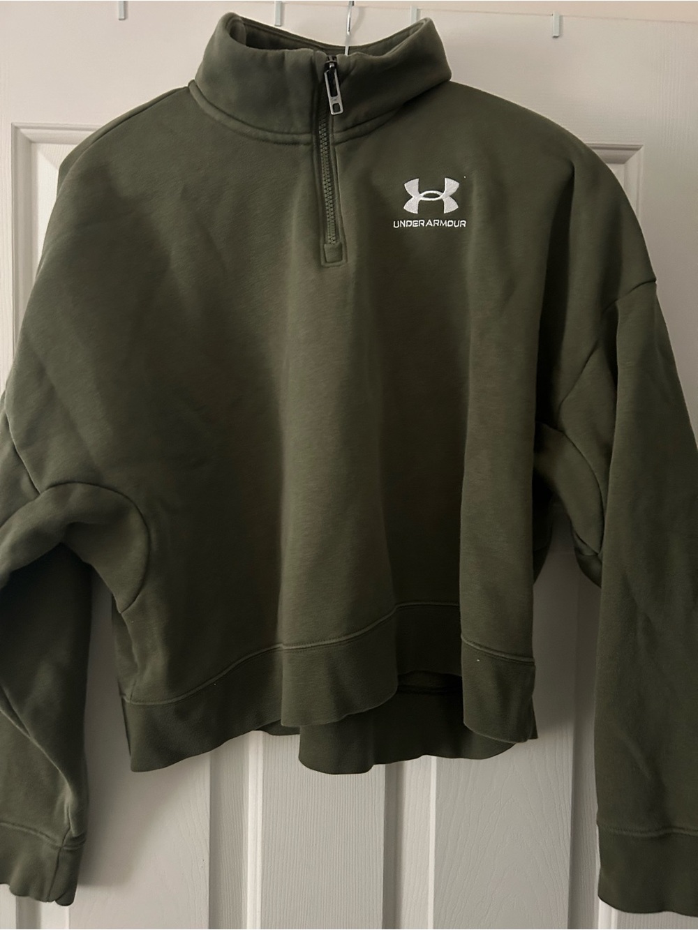 Under Armour Olive Quarter-Zip Pullover with White Logo